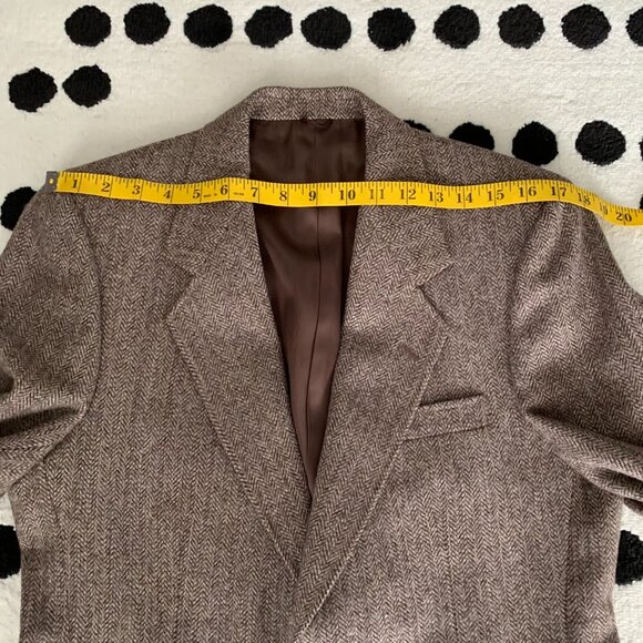 Vintage Tweed Blazer Sport Coat 38 Brown Herringbone Wool 90s Old Money Jacket - Picture 12 of 16